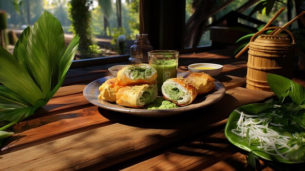 Rolinhos primavera culinária típica chinesa