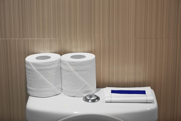 Rollen Toilettenpapier in der Toilette