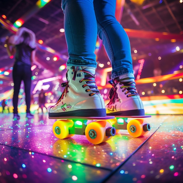 Foto roller disco patines danza luces de neón patinaje