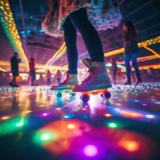 Roller disco patines danza luces de neón patinaje