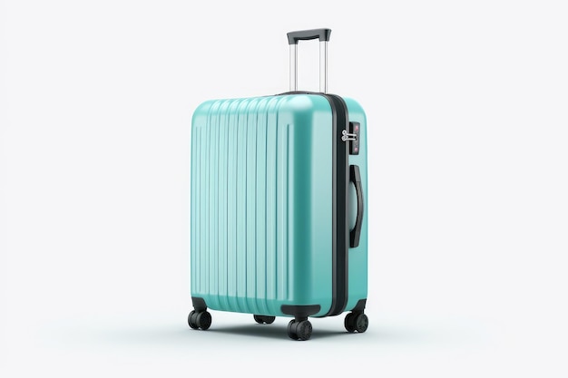 Rolling Into Adventure Blauer Koffer mit Rädern auf weißem oder PNG-transparentem Hintergrund