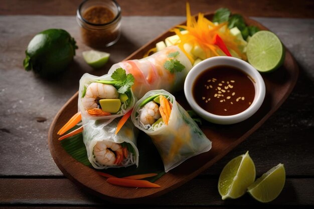 Rollitos De Primavera Con Verduras Y Camarones AI Generativa