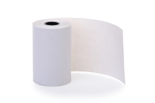 Foto rollo de papel térmico en blanco para máquina registradora