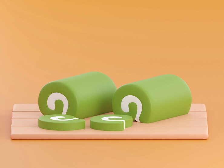 Foto rollo de pastel en la ilustración de render 3d de fondo