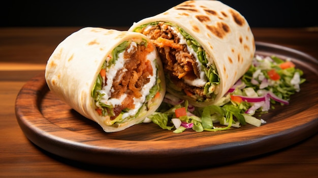 Un rollo de shawarma crujiente