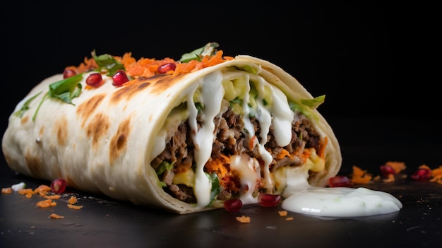 Un rollo de shawarma crujiente