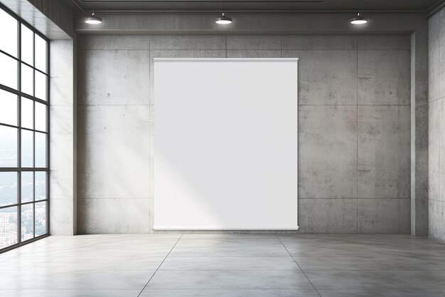 Foto rollo de soporte vacío blanco en un modelo interior de oficina minimalista ligero para la presentación de busine