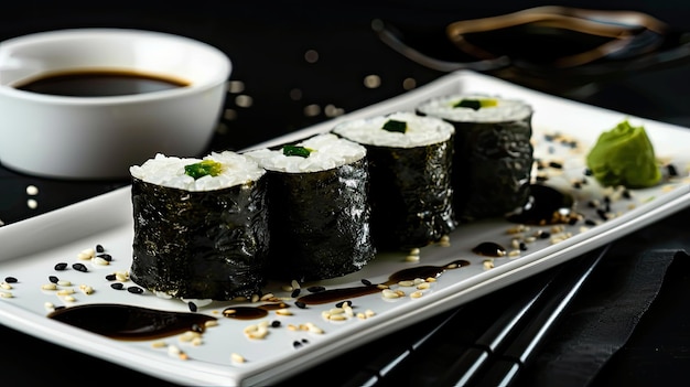 Rollos de algas y arroz veganos con IA generativa