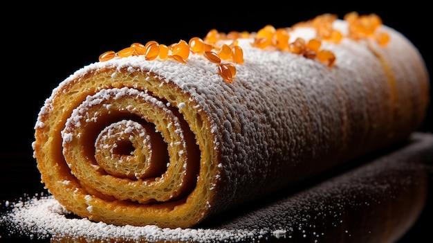 Foto rollos de pastel de calabaza con relleno de queso con crema