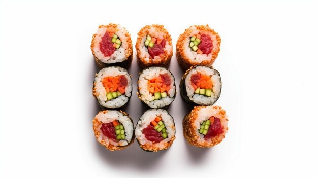 Foto rollos de sushi aislados