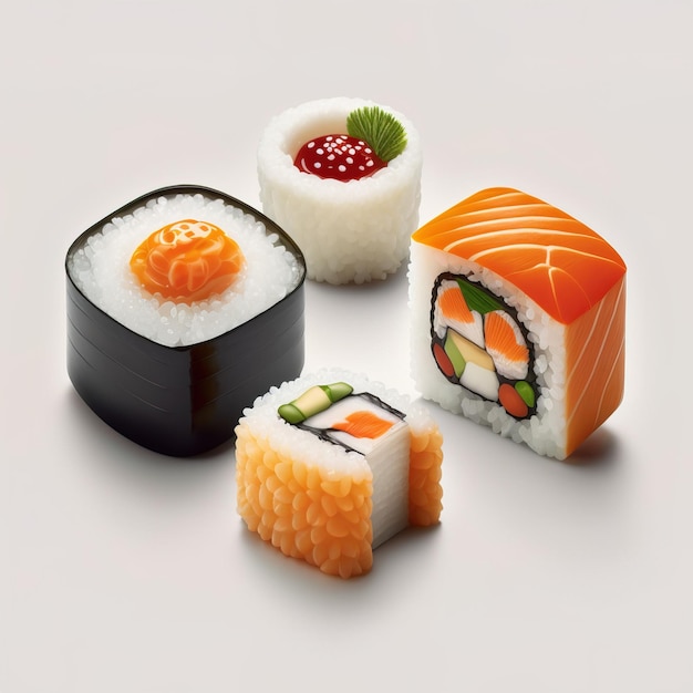 Rollos de sushi en blanco