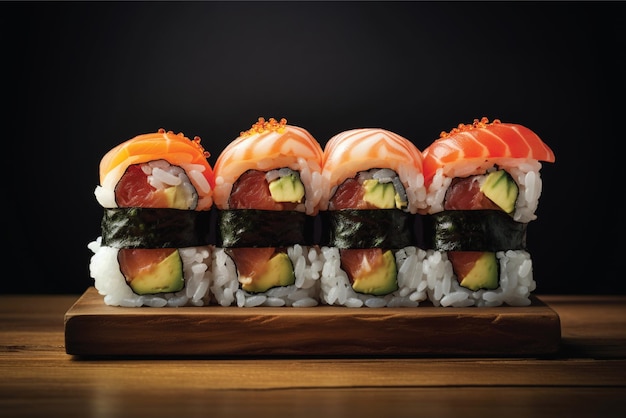 rollos de sushi comida japonesa