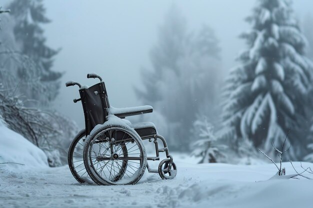 Rollstuhl im Snowy Park