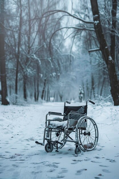 Rollstuhl im Snowy Park