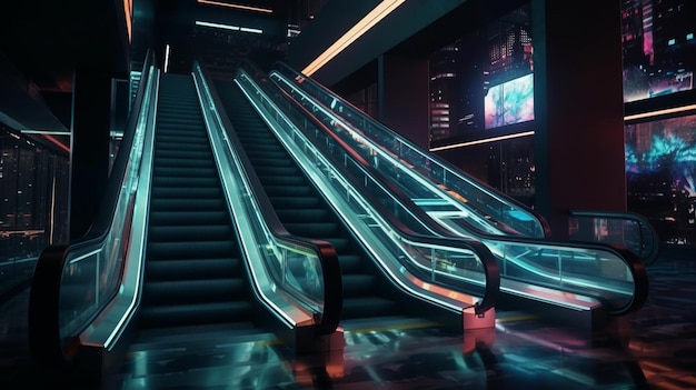 Rolltreppe in einem Einkaufszentrum Generative Ai