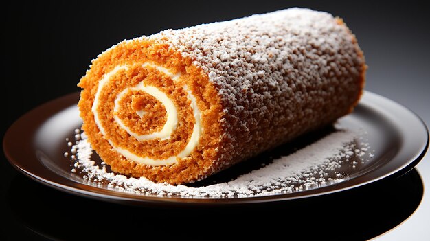 Foto rolo de bolo de abóbora com recheio de queijo creme