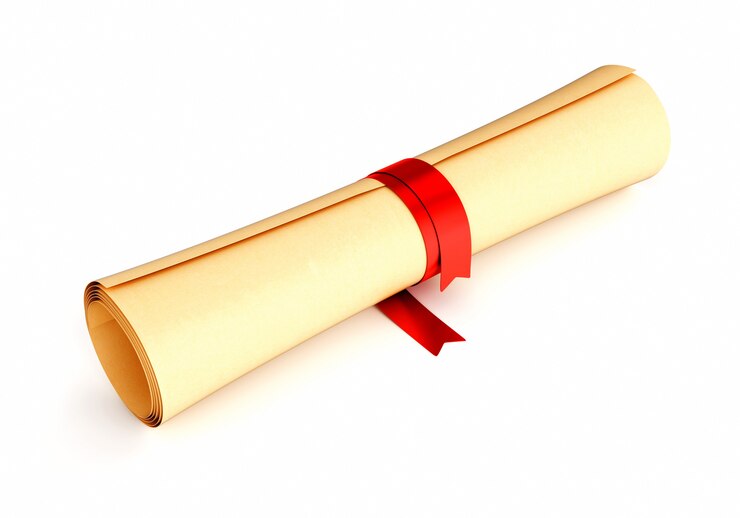 Rolo de papel com fita vermelha