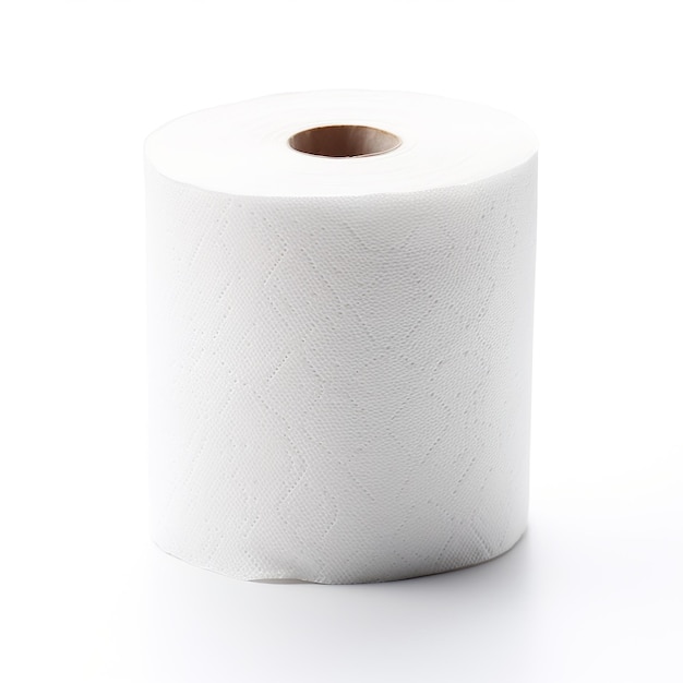 Rolo único de papel higiénico branco em fundo branco