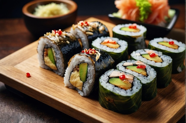 Rolos de Sushi com Cabra Saba Grelhada