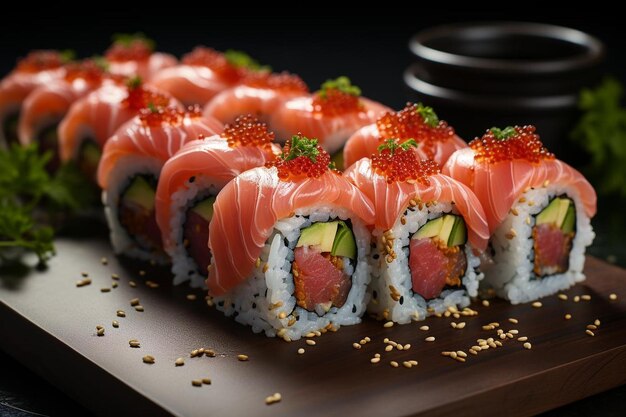 Foto rolos de sushi com maguro