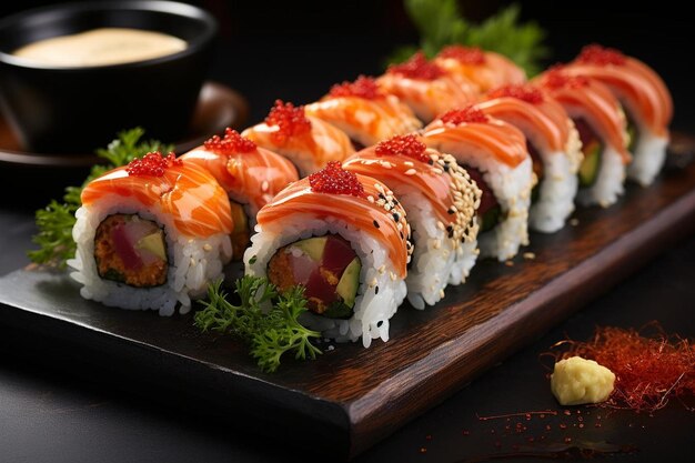 Foto rolos de sushi com shime saba