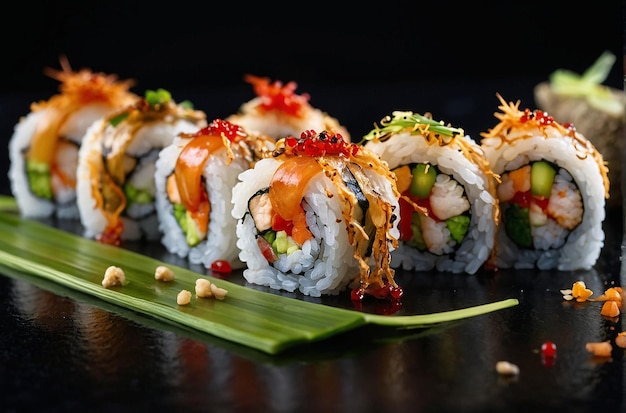 Rolos de Sushi com Tempura Shiitake de cogumelos crocantes