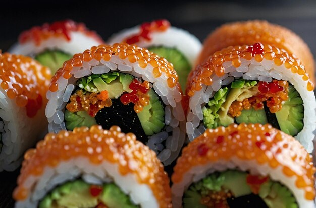 Rolos de Sushi com Tobiko Roe