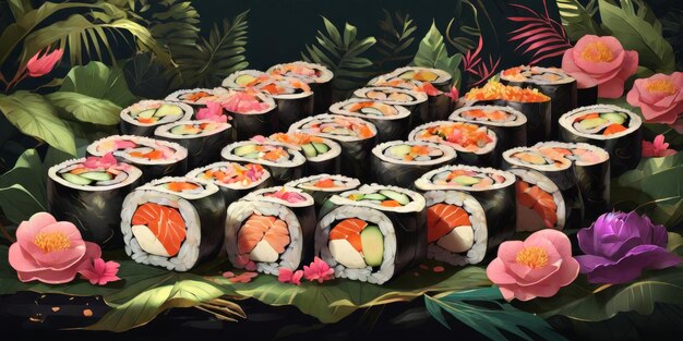 Rolos de sushi de luxo