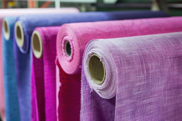 Foto rolos de tecidos industriais de algodão para máquinas de fabricação têxtil de vestuário