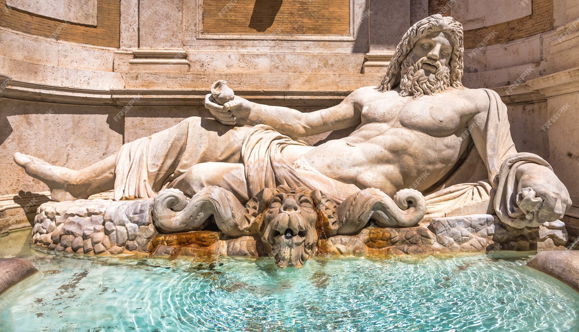 templo manzana estudio Roma, italia - circa agosto 2020: famosa escultura griega del dios del  océano, llamada marforio. mitología clásica en el arte. | Foto Premium