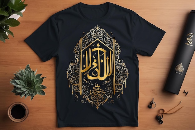 Romadan mubarak desenho de camiseta de caligrafia árabe