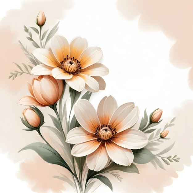 Foto romantic wedding flowers illustration digital painting floral background beautiful blossoms design