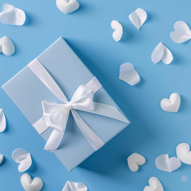Romántica caja de regalos azul para el día de San Valentín
