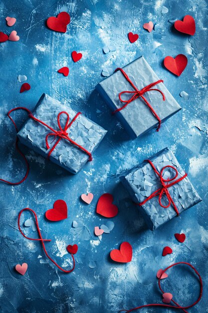 Romántica caja de regalos azul para el día de San Valentín