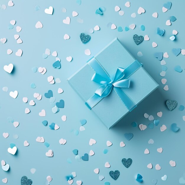 Romántica caja de regalos azul para el día de San Valentín