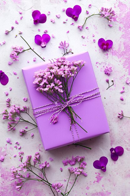 Romántica caja de regalos púrpura para el día de San Valentín