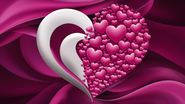 Romántico corazón rosa y blanco con un fondo rosado vibrante