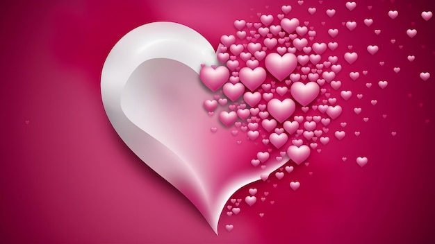 Romántico corazón rosa y blanco con un fondo rosado vibrante