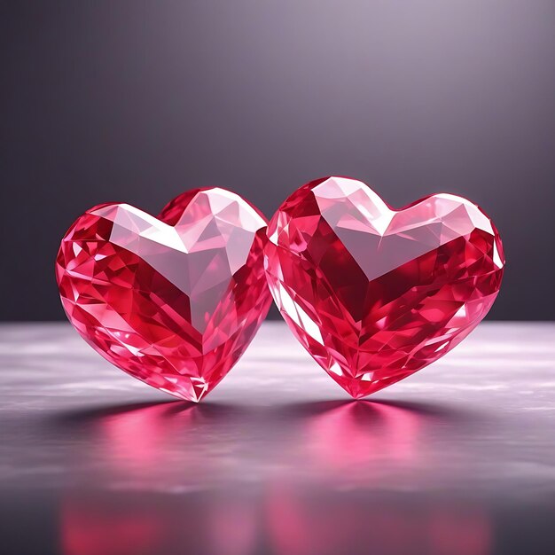 Foto romántico día de san valentín 3d corazones de cristal