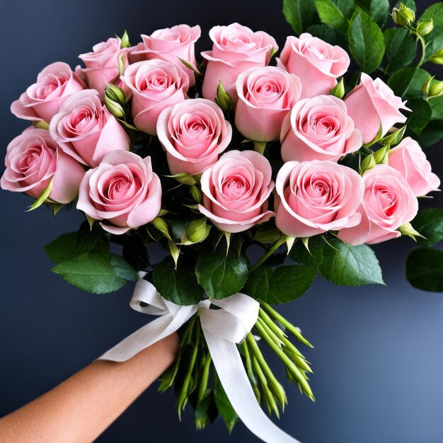 Foto un romántico ramo de rosas para una dama