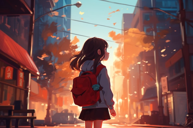 Romántico Regreso a la escuela Hermosas obras de arte de anime