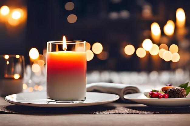Romantische Dinner-Setup-Dekoration, selektiver Fokus