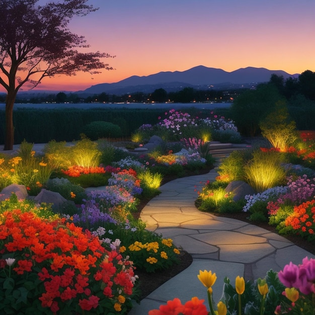 Romantische Landschaftsgestaltung mit Blumen 2