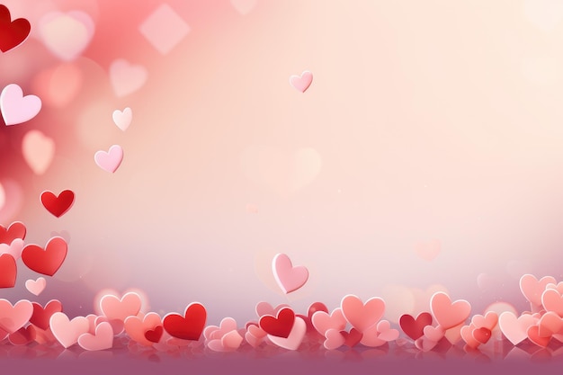 Romantische Traumlandschaft Illustration von Herzen auf einer weichen rosa Leinwand
