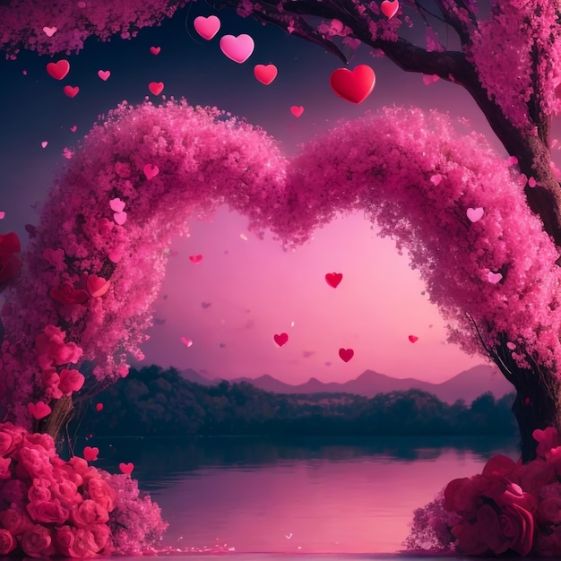 romantische Valentinstagsthema Tapete mit einem schönen und traumhaften Hintergrund