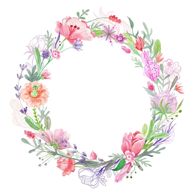 Romantischer Blumenkranzrahmen
