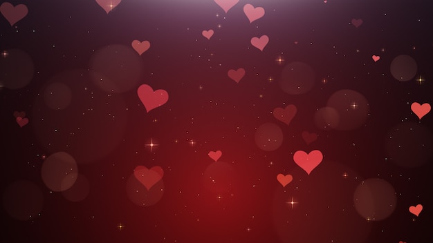 Romantischer Hintergrund der roten Herzen