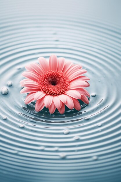 Foto romantischer kreativer hintergrund mit rosa blumen, die im wasser schwimmen, spa-schönheit und kosmetisches konzept