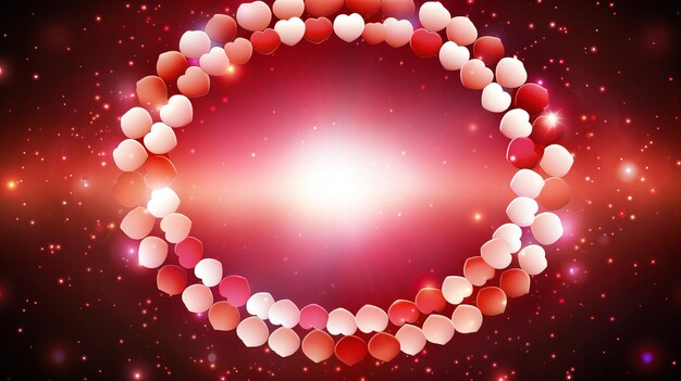 Romantischer roter Herzmuster-Hintergrund mit weißem kreisförmigen Zentrum für die Textüberlagerung