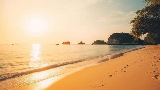 Romantischer Strand tropischer Hintergrund Illustration AI GenerativexA